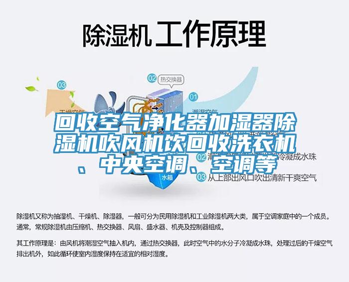 回收空氣凈化器加濕器除濕機吹風(fēng)機飲回收洗衣機、中央空調(diào)、空調(diào)等
