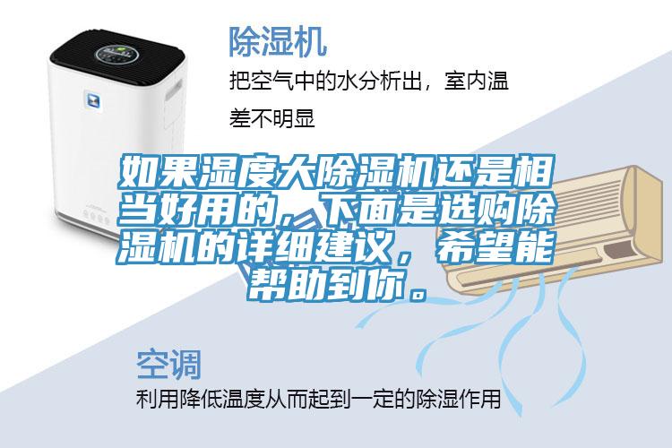 如果濕度大除濕機還是相當好用的，下面是選購除濕機的詳細建議，希望能幫助到你。